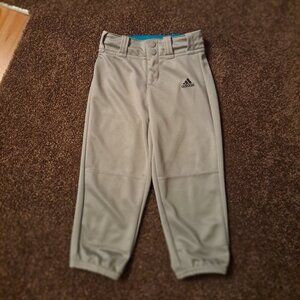 Adidas AEROREADY Grey Kids XSmall Softball Pants With Elastic&Drawstring Waist